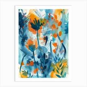 'Blue Flowers' 3 Art Print