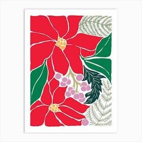 Christmas Florals Poinsettia Art Print