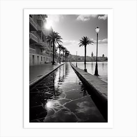 Sliema, Malta, Mediterranean Black And White Photography Analogue 3 Art Print