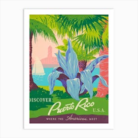 Discover Puerto Rico Retro Vintage Poster Art Print