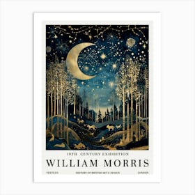 William Morris Moon & Stars Print, William Morris Exhibition Print, William Morris Poster, Vintage Wall Art 1 Art Print