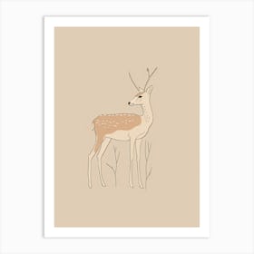 Deer - Boho, Line Art 10 Art Print