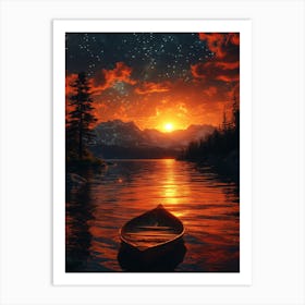 Sunset Over Lake 2 Art Print