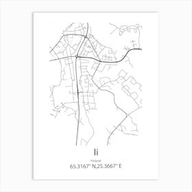 Ii,Finland Minimalist Map Art Print