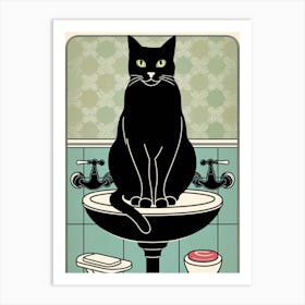 Cat On A Sink Art Print