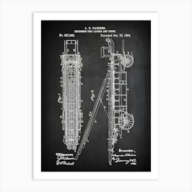 Fire Truck Art, Firefighter Decor,Firefighter Print,Fire Truck Blueprint,Ladder Fire Truck Print, Fire Truck Patent, Fire Truck Poster,Cf9421 Art Print