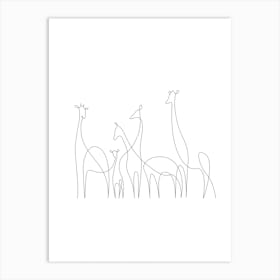 Camels, Line Art, Nature, Outline, Art, Wall Print Art Print