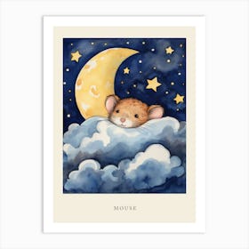 Baby Mouse 1 Sleeping In The Clouds Nursery Poster Art Print