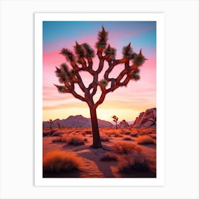 Joshua Tree At Dawn In The Desert In South Western Style  (1) Art Print