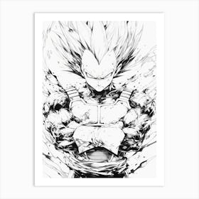 Vegeta Black And White Art Print