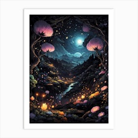 Night In The Forest 3 Art Print