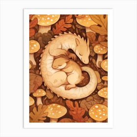 Two Dragons And Mushrooms Art Print