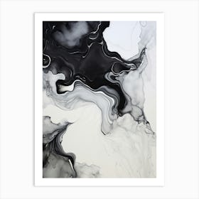 Black And White Flow Asbtract Painting 4 Art Print
