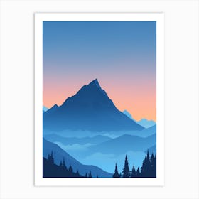 Misty Mountains Vertical Composition In Blue Tone 101 Art Print