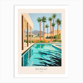 Muscat Oman Midcentury Modern Pool Poster Art Print