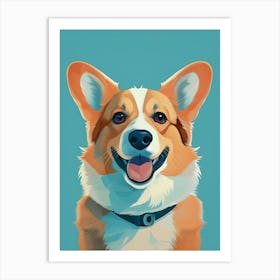 Corgi Dog Portrait Illustration Art Print