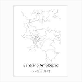 Santiago,Mexico Minimalist Map Art Print