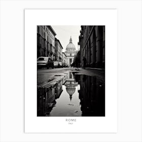Poster Of Rome, Italy, Black And White Analogue Photography 1 Art Print