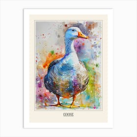 Goose Colourful Watercolour 1 Poster Art Print