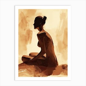 Nude Woman Sitting On The Sand | Nude Series Art Print