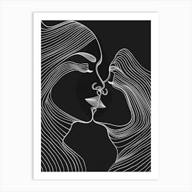 Minimalist Portrait Line Black And White Woman 7 Art Print