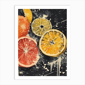 Citrus Fruits Paint Splash 1 Art Print