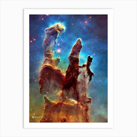 New view of the Pillars of Creation. Eagle Nebula (M16, NGC 6611) ⛔ HQ-quality (NASA Hubble Space Telescope) — space poster, science poster, space photo Art Print