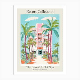 Poster Of The Palms Hotel & Spa   Miami Beach, Florida   Resort Collection Storybook Illustration 3 Art Print