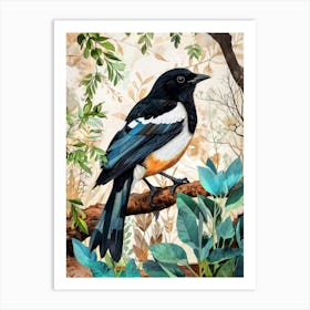 Magpie bird animal illustration art Art Print