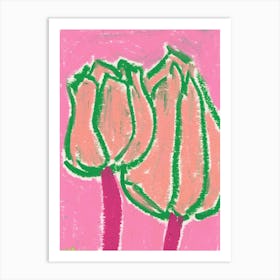 Watermelon Tulips Art Print