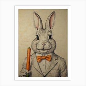 Rabbit Holding Carrot Art Print