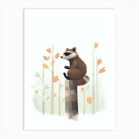 Raccoon Cute Illustration 3 Art Print