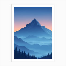 Misty Mountains Vertical Composition In Blue Tone 57 Art Print