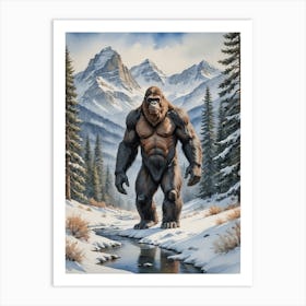 The Frozen Trail of Bigfoot Bigfoot Art Print