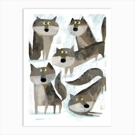Shifty Wolves Art Print