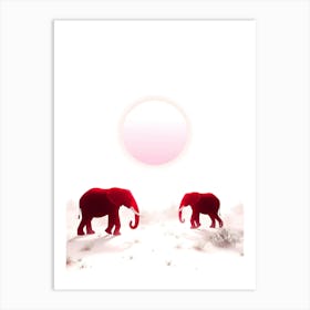 Elephants In The Desert Art Print