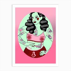 Sweet And Sour Pink Curvy Pin Up Art Print