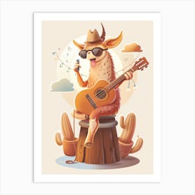 Llama With Guitar Póster