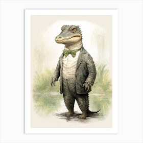Storybook Animal Watercolour Alligator 1 Art Print