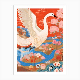 Maximalist Bird Painting Swan 4 Art Print