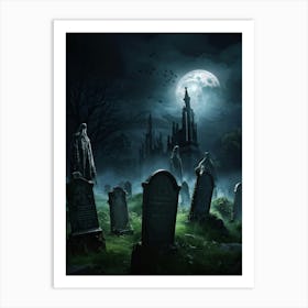 Graveyard At Night 18 Art Print