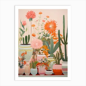 Green And Pink Cactus Still Life 2 Art Print