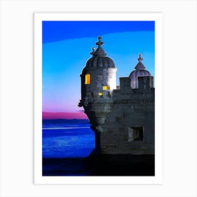 Belem Tower At Night, Lisbon, Portugal Art Print