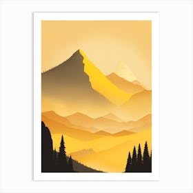 Misty Mountains Vertical Composition In Yellow Tone 41 Art Print