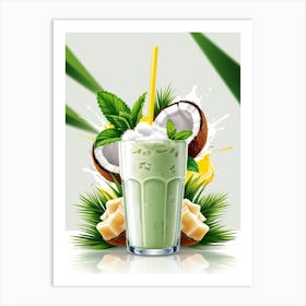 Green Coconut Smoothie Art Print