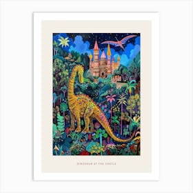 Dinosaur In The Castle Garden Painting 1 Poster Art Print