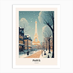 Winter Night  Travel Poster Paris France 4 Art Print