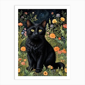 William Morris Black Cat In The Meadow 3 Art Print