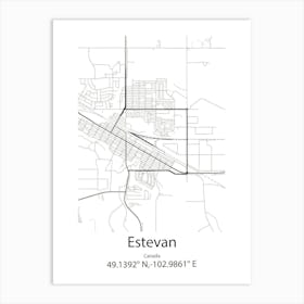 Estevan,Canada Minimalist Map Art Print