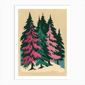 Fir Tree Colourful Illustration 1 Art Print